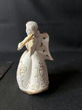 Vintage Department 56 gold-painted porelain cherubs, ceramic angel figurine, skark's tooth necklace - thumbnail 11 of 13