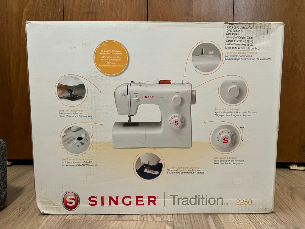 Vintage Singer Tradition 2250 sewing machine box with quilting binding and bias tape packs - image 1 of 6