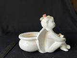 Ceramic angel planter, nesting heart dishes, and iridescent, Carnival Glass fruit bowl - thumbnail 3 of 7