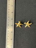 Gold-tone jewelry set featuring blue cabochon earrings and starfish earrings - thumbnail 5 of 8