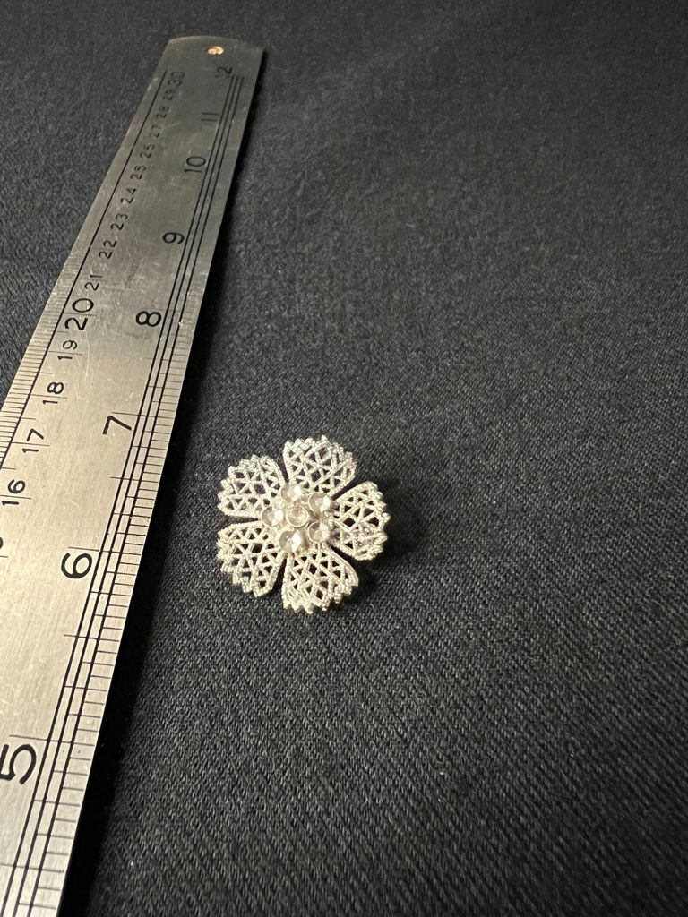 Vintage gold-tone cross pendant, filigree flower brooch, and rosebud pin - image 8 of 12