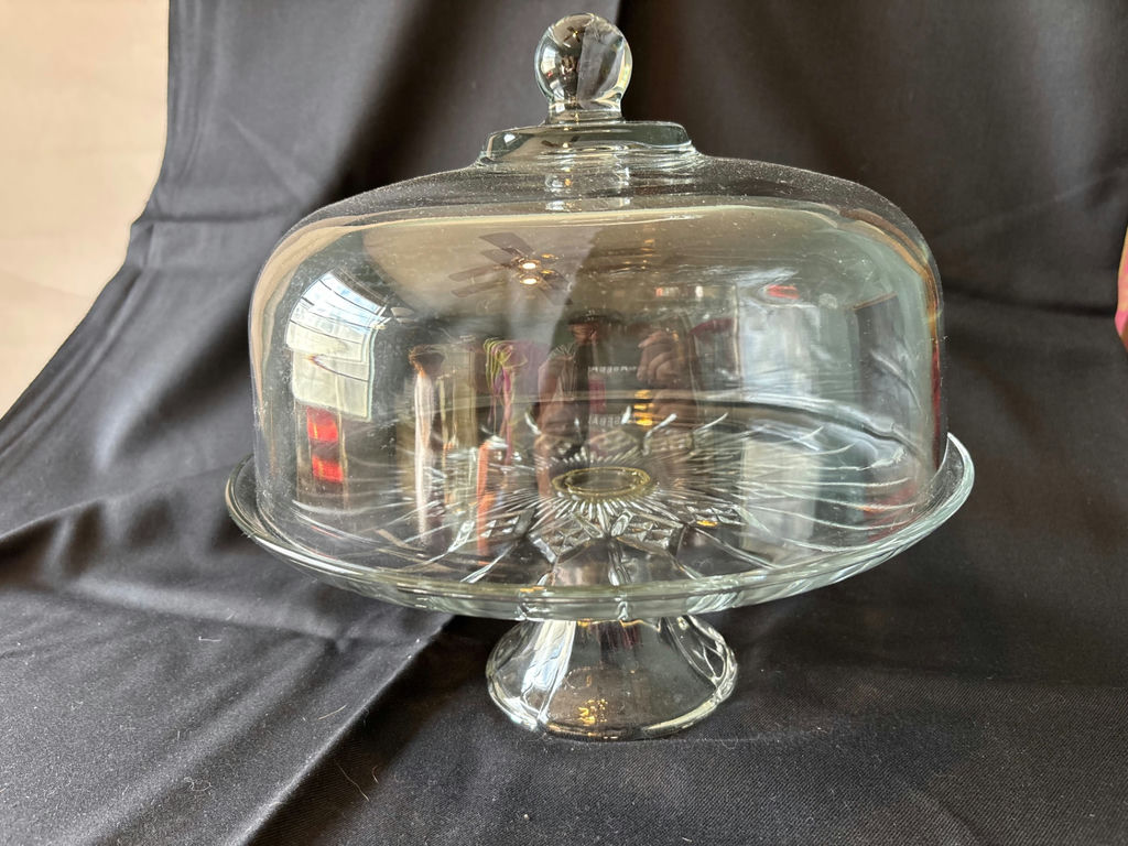 Crystal cake stand with matching dome, crystal candle holders and diamond cut salt and pepper shaker bottles - image 2 of 10