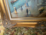 Vintage Parisian waterfront painting in ornate frame - thumbnail 3 of 10