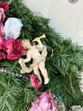 Vintage Evergreen Christmas cherub wreath and decorative greens with candle and vases - thumbnail 3 of 12