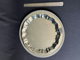 Decorative ceramic pie plate with pastoral scene and round silver-plated tray - thumbnail 6 of 6