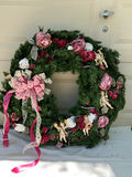 Vintage Evergreen Christmas cherub wreath and decorative greens with candle and vases - thumbnail 2 of 12