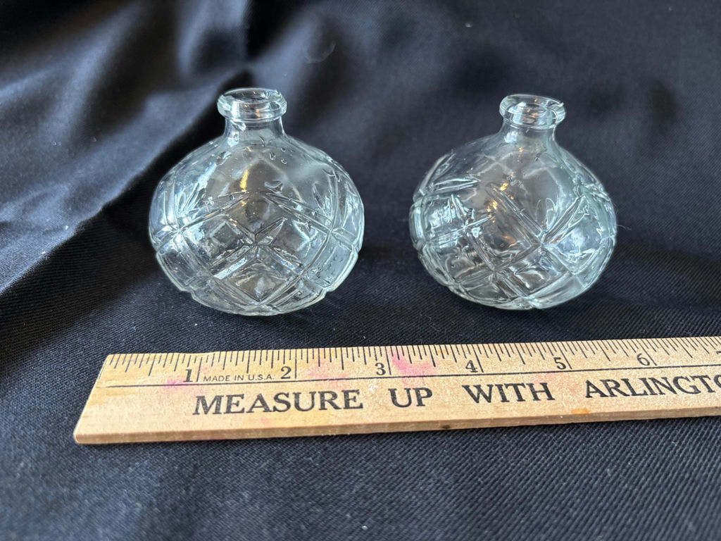 Crystal cake stand with matching dome, crystal candle holders and diamond cut salt and pepper shaker bottles - image 4 of 10