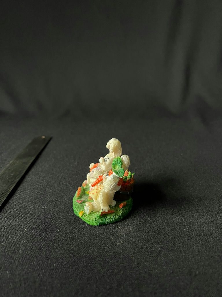 Two white bunny figurines with carrot basket - image 9 of 9