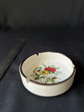 Vintage Precious Moments lidded keepsake dish, Milk Glass divided plate with gold rim, and ceramic ashtray - thumbnail 8 of 9