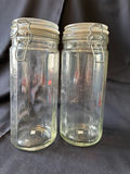 Vintage Red glass goblets, a wooden meat tenderizer, and 2 glass mason containers - thumbnail 7 of 10