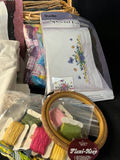 Assorted vintage embroidery kits, floss, beads, and craft supplies - thumbnail 3 of 11
