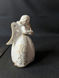 Vintage Department 56 gold-painted porelain cherubs, ceramic angel figurine, skark's tooth necklace - thumbnail 8 of 13