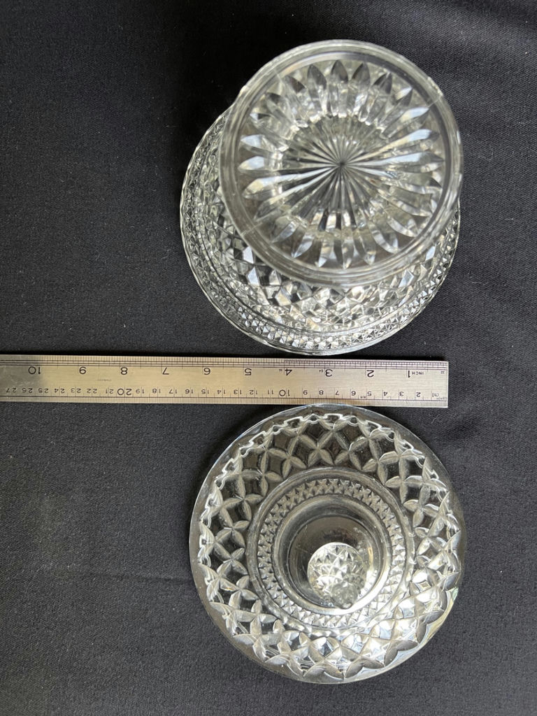 Vintage Crystal cut-glass lidded candy dish and decorative plate - image 4 of 9