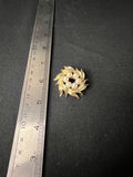 Gold-tone pearl cluster brooch with lattice earrings and gold-tone hoop earrings - thumbnail 1 of 10