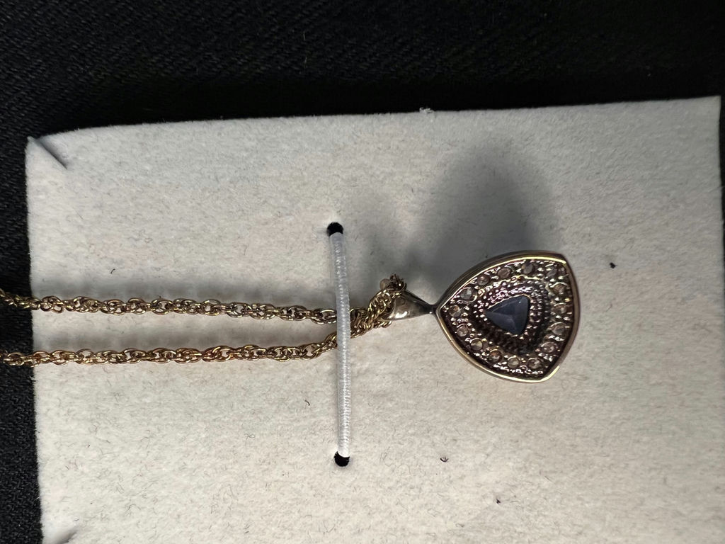 Gold-tone bracelet and blue gemstone pendant necklace - image 9 of 10