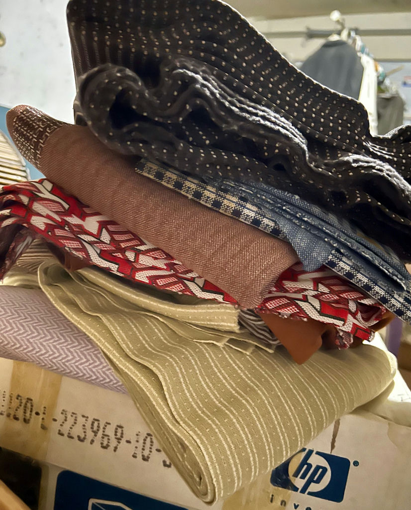 Vintage double knit fabrics: geometric, polka dots, stripes, plaid jacquard - image 8 of 11