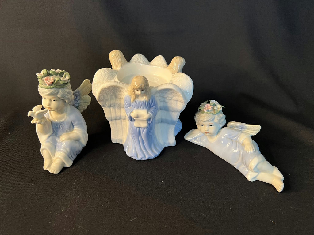 Vintage Hummel-Style hand-painted figurines and ceramic angel figurines - image 6 of 12