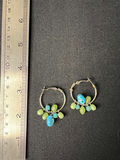 Gold-tone bracelet with engraved shield links, beaded hoop earrings, and a wire bow ornament - thumbnail 10 of 10