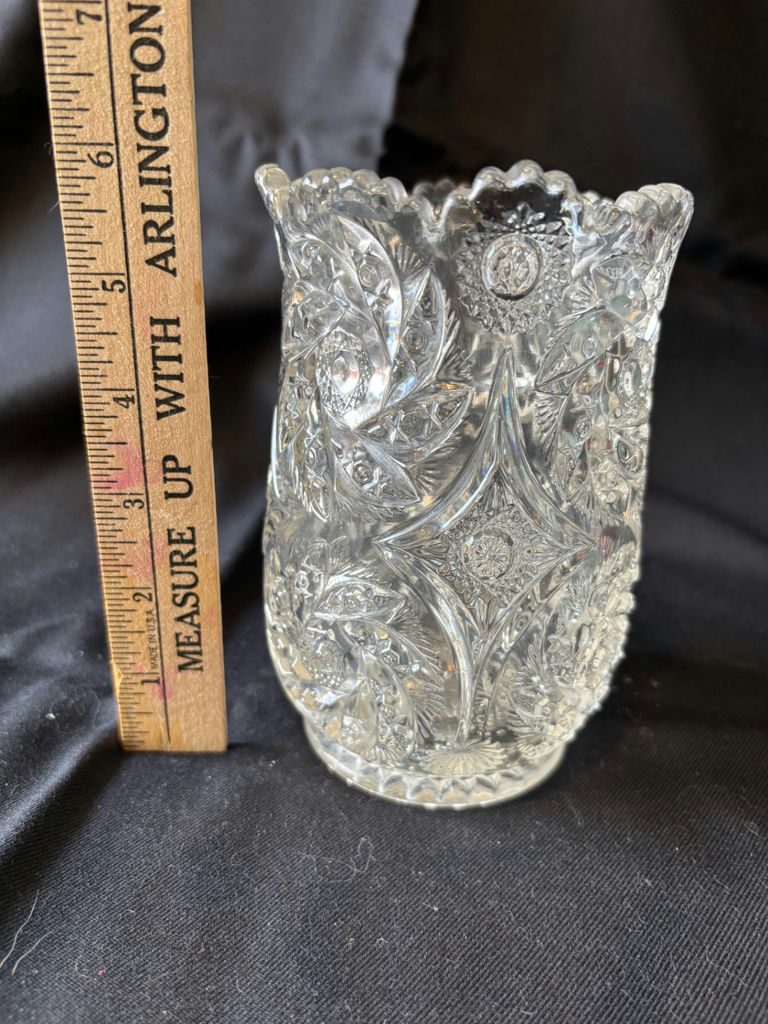 Etched Crystal Glassware: Vase and Pedestal Bowl - image 2 of 6