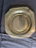 Vintage three-section shell-shaped serving dish with wooden handle, antique creamer pitcher, and embossed glass plate - thumbnail 7 of 8