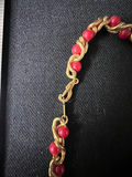 Gold-tone chain necklace with red beads - thumbnail 8 of 8