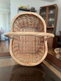 Oval handwoven wicker basket with handle and small wicker basket - thumbnail 5 of 14