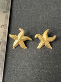 Gold-tone jewelry set featuring blue cabochon earrings and starfish earrings - thumbnail 8 of 8