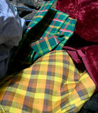 Assorted vintage fabric pieces and textiles: solid, houndstooth, plaid, polka dots, florals, crushed velvet, terry - thumbnail 14 of 14
