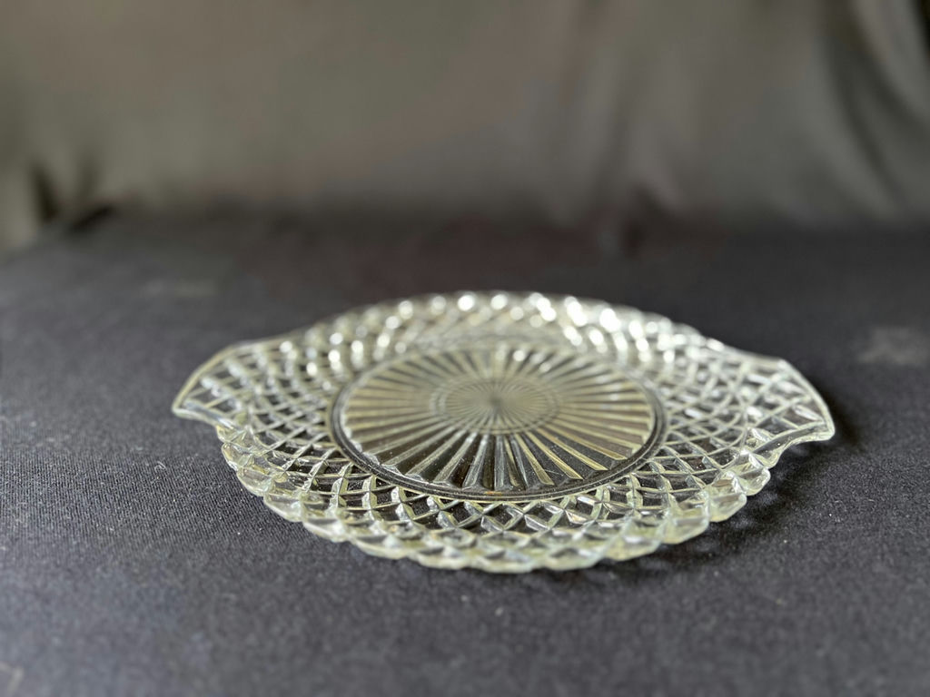 Crystal Glass Dish with Matching Creamer and Grape glass dish - image 2 of 8
