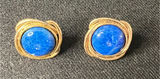 Gold-tone jewelry set featuring blue cabochon earrings and starfish earrings - thumbnail 1 of 8