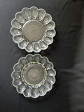 Pair of scalloped-edge, glass, deviled egg serving platters - thumbnail 2 of 3