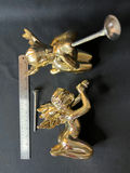 Vintage Department 56 gold-painted porelain cherubs, ceramic angel figurine, skark's tooth necklace - thumbnail 3 of 13