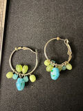 Gold-tone bracelet with engraved shield links, beaded hoop earrings, and a wire bow ornament - thumbnail 9 of 10