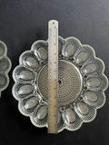 Pair of scalloped-edge, glass, deviled egg serving platters - thumbnail 3 of 3