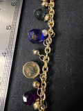 Gold-tone beaded necklace with multicolored charms and red enamel crescent earrings - thumbnail 4 of 8