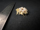 Gold-tone pearl cluster brooch with lattice earrings and gold-tone hoop earrings - thumbnail 2 of 10