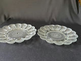 Pair of scalloped-edge, glass, deviled egg serving platters - thumbnail 1 of 3