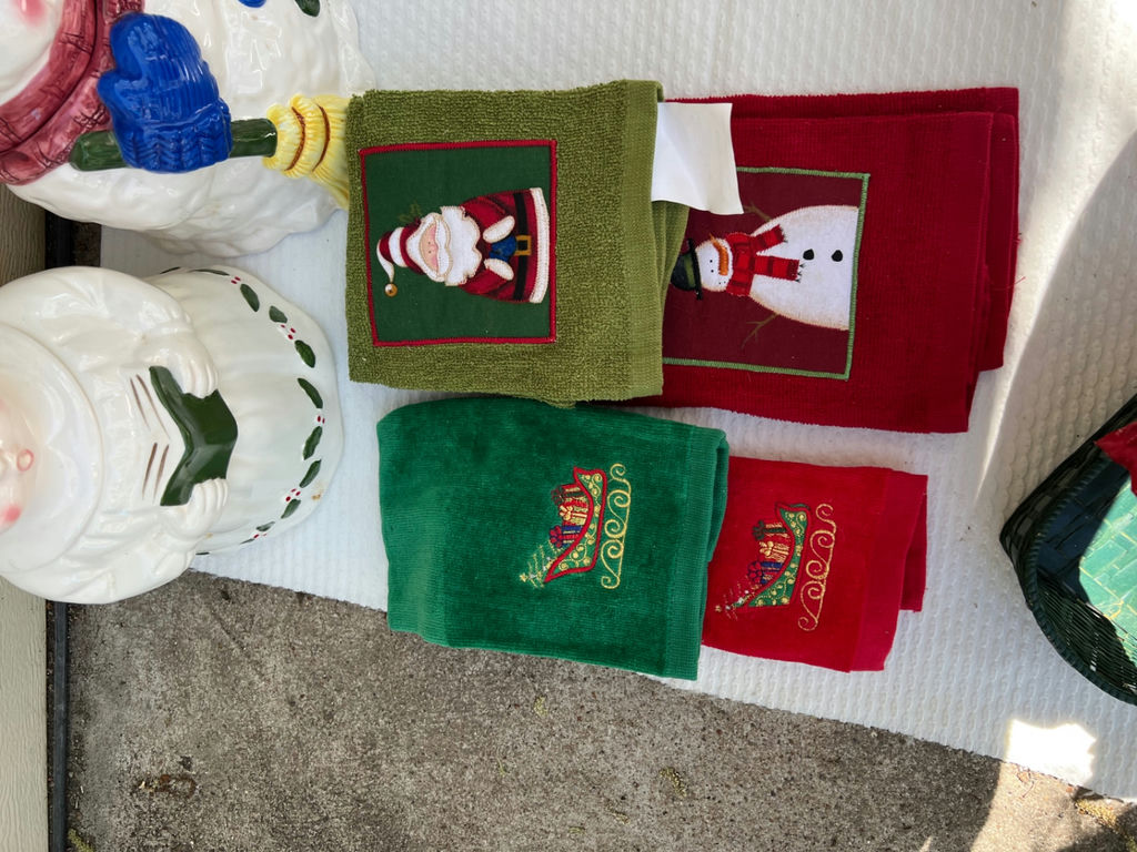 Vintage Christmas Decor Collection: stockings, ornaments, figurines, towels and tree - image 17 of 20