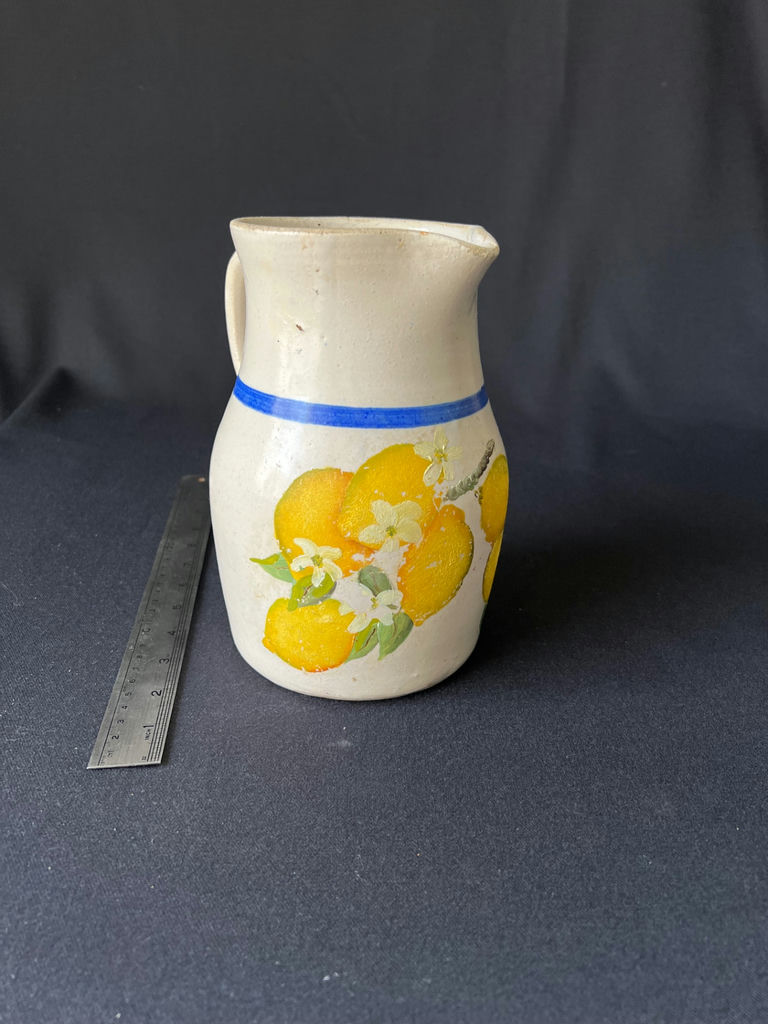 Ceramic pottery set: lemon-pattern vase, tulip-relief planter, and white bowl - image 2 of 9