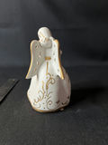 Vintage Department 56 gold-painted porelain cherubs, ceramic angel figurine, skark's tooth necklace - thumbnail 10 of 13