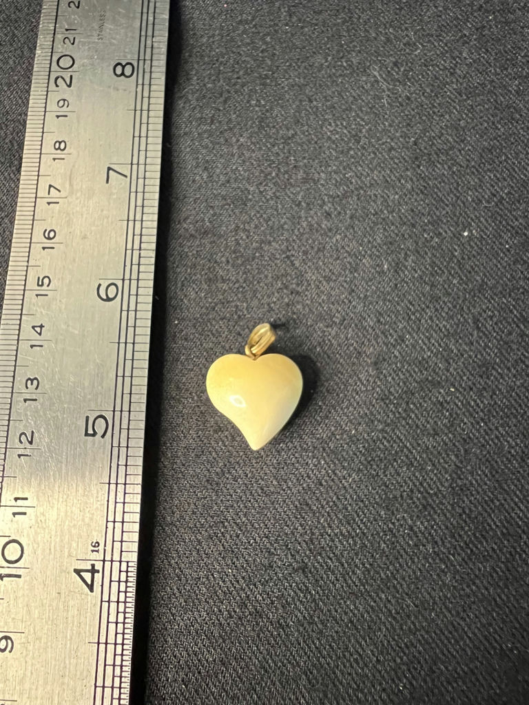 Vintage Ivory heart pendant, duck charm ring, and green-bead ring - image 3 of 11