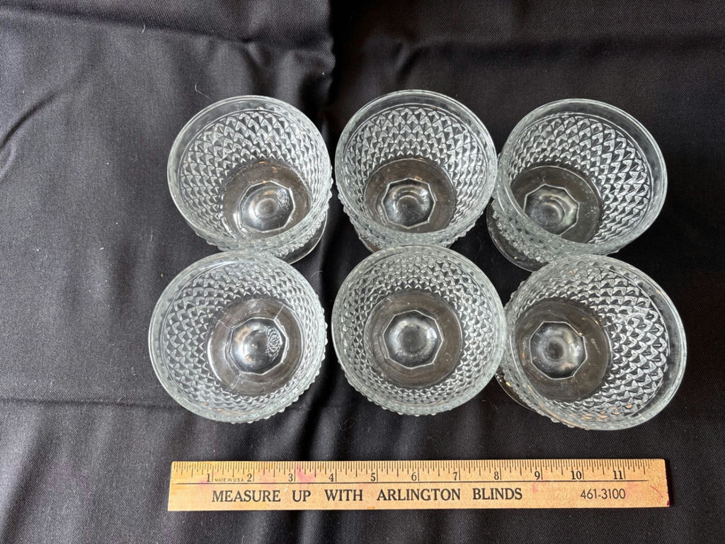 Vintage Diamond-pattern pressed glass cocktail set and glass butter dish - image 5 of 16