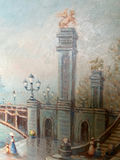 Vintage Parisian waterfront painting in ornate frame - thumbnail 4 of 10