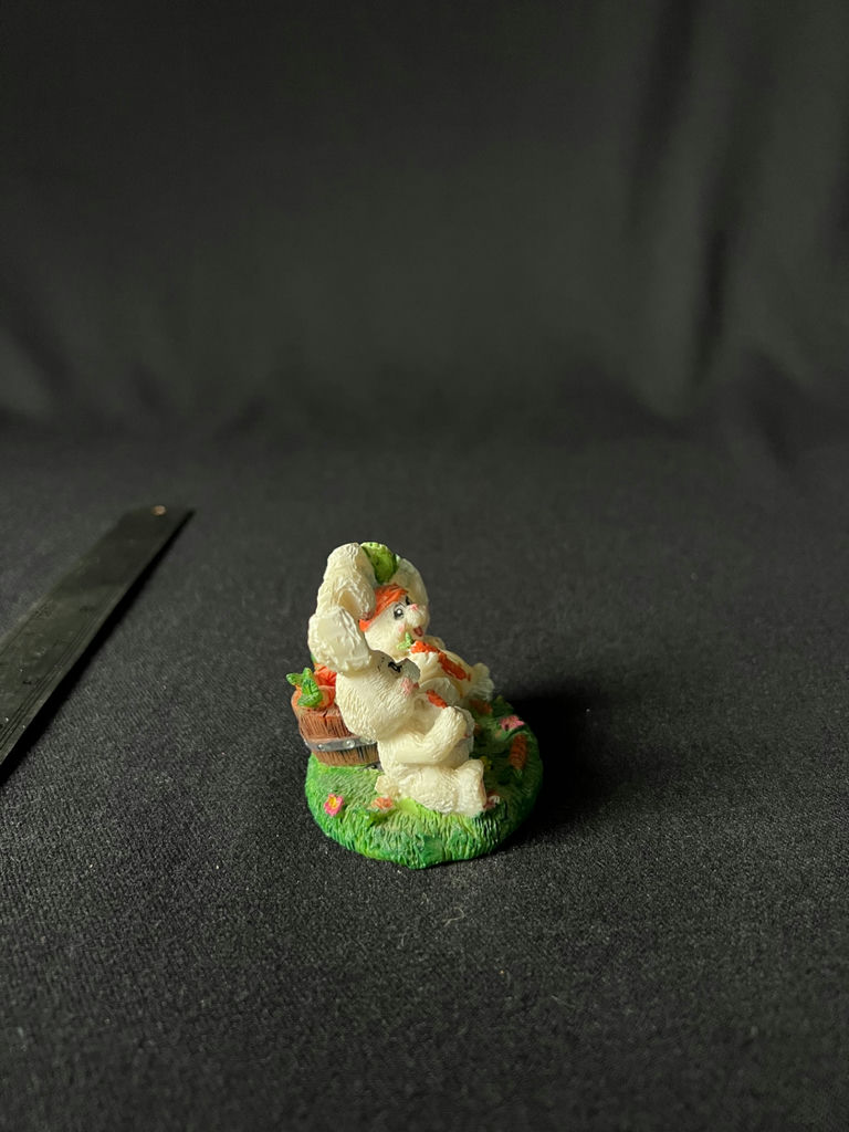 Two white bunny figurines with carrot basket - image 8 of 9