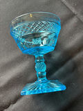 Vintage Opal Aqua Blue glass pedestal compote cups, glasses, and bowls - thumbnail 3 of 9