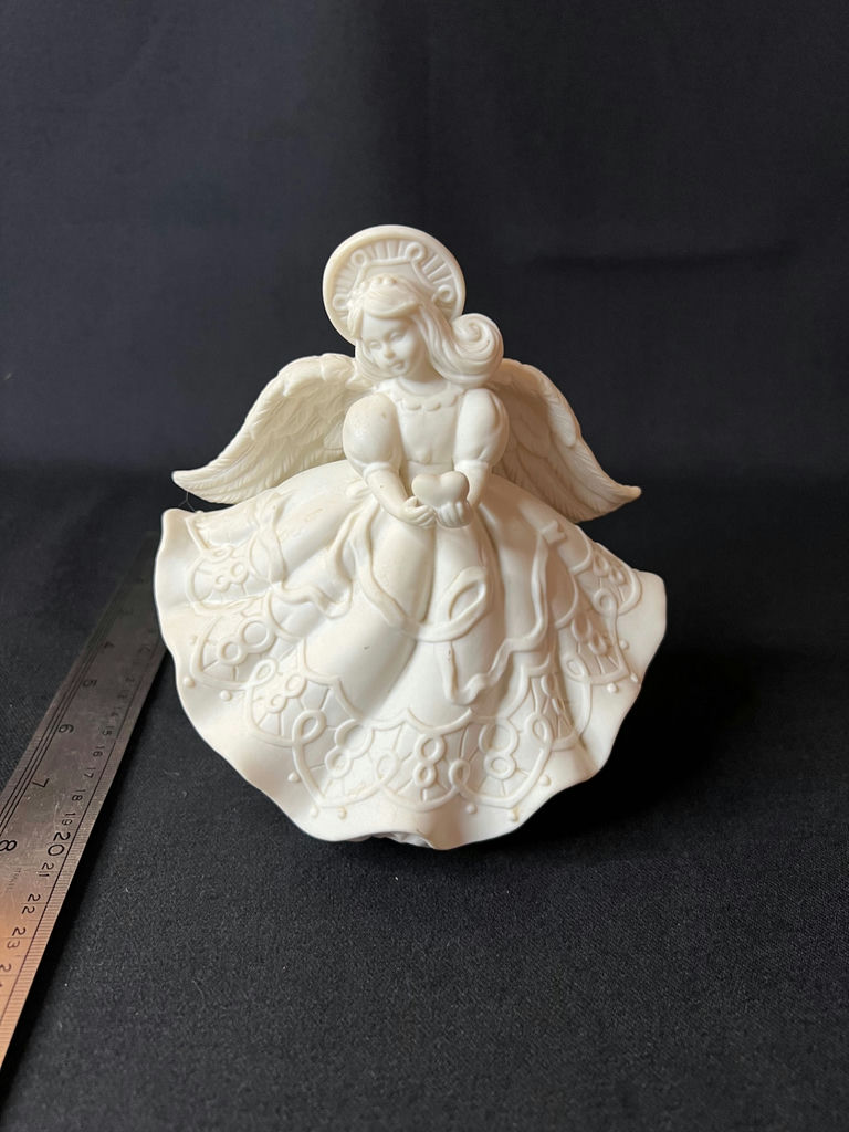Cream-colored angel figurine and Angel music box - image 7 of 13