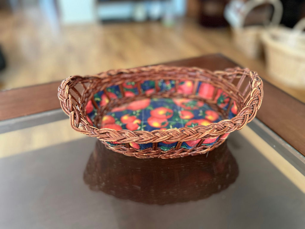 Vintage Woven wicker utensil/napkin holder and vintage wicker basket - image 6 of 13