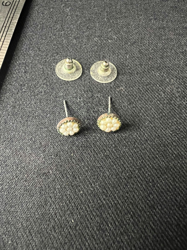 Assorted small earrings: crystal-stone and bead-cluster studs - image 3 of 9