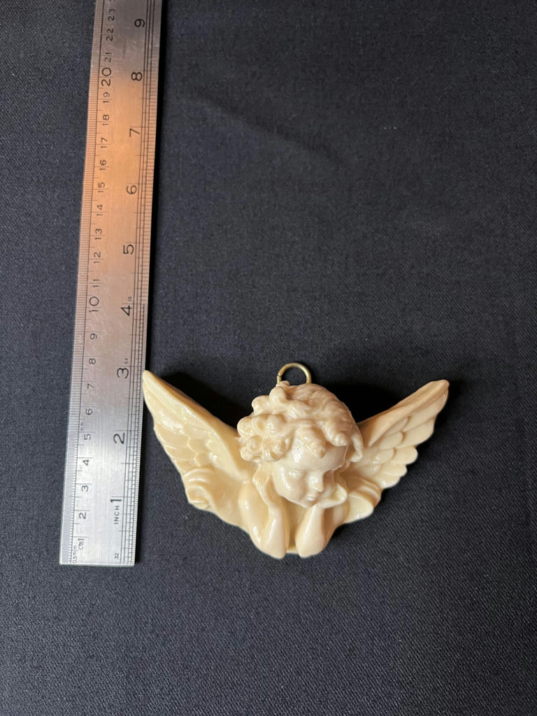 Cream-colored angel figurine and Angel music box - image 6 of 13