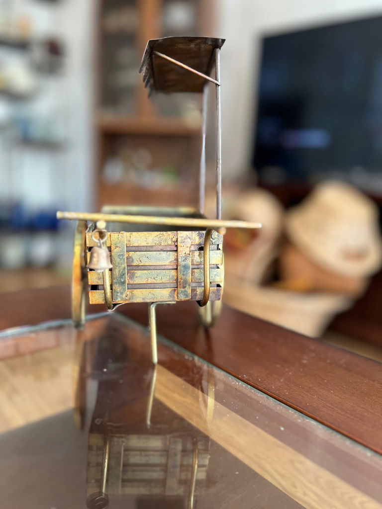 Mid-Century Copper and Brass Sculptures: Saloon Piano Man, Ice Cream Wagon - image 5 of 8